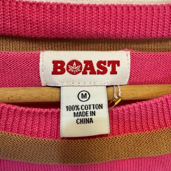 Boast women’s pink knit sweater tennis wear pot leaf size medium 100% cotton - Picture 4 of 8